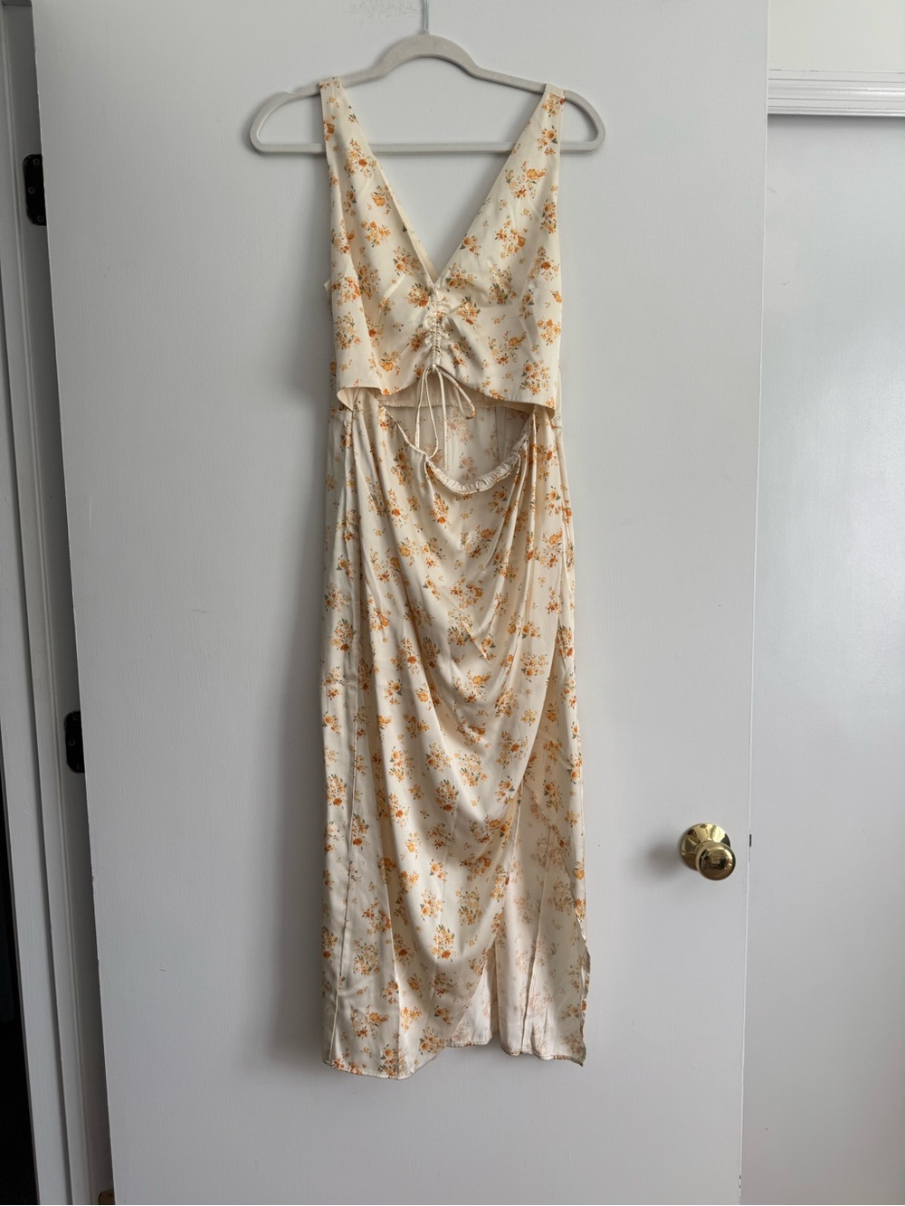 Abercrombie & Fitch Cream Maxi Dress with Yellow Floral Print